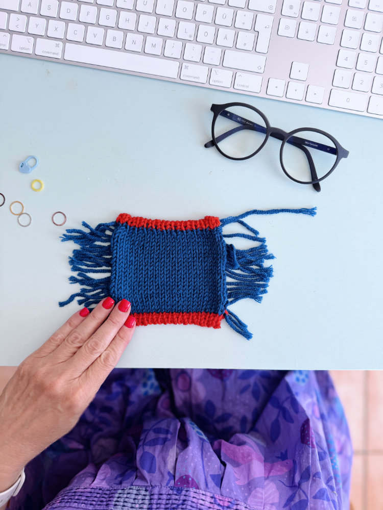 Maschenprobe Reihenanzahl – Beispiel zur Raglanhöhe bei rosa p. Top-Down-Strickanleitungen